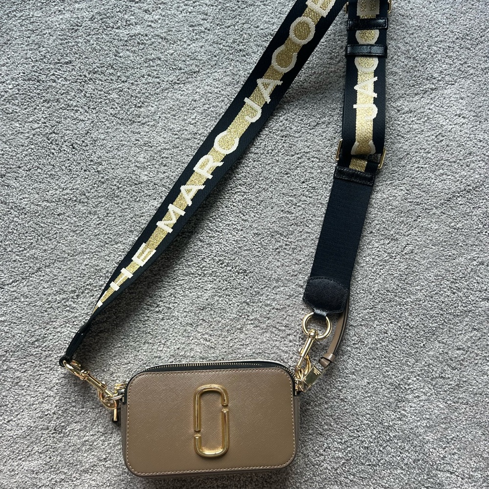 Brown, black and gold Marc Jacobs Snapshot bag
